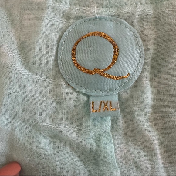 Boho Light Blue Shirt Dress White Lace Pockets L/XL Summer 100 % COTTON 🔥 - Picture 7 of 12